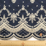 Cotton 60 Lawn Border Lace Fabric - Motif - nomura tailor