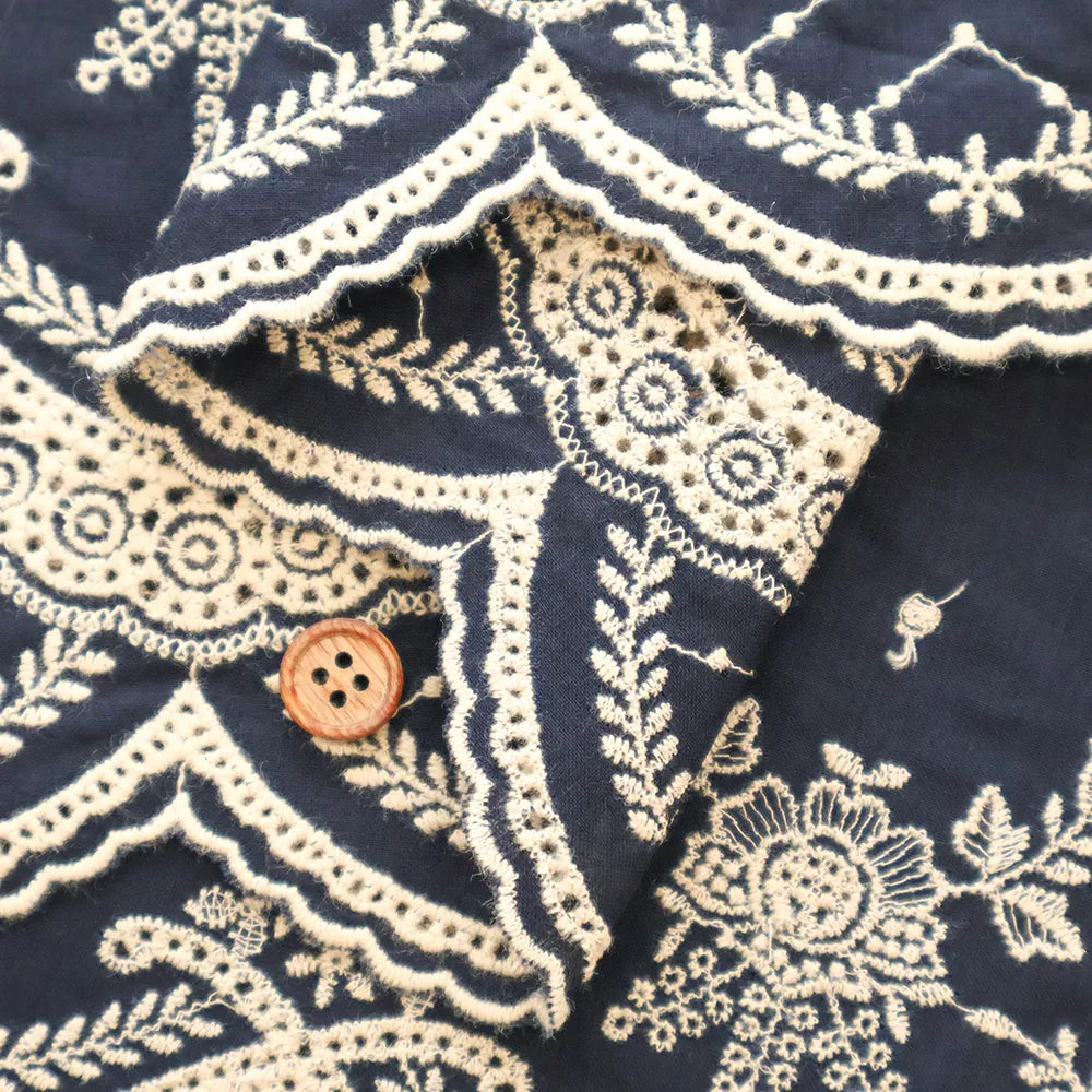Cotton 60 Lawn Border Lace Fabric - Motif - nomura tailor