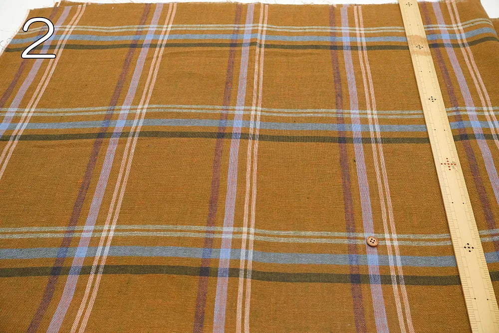 Linen Yarn-Dyed Line Fabric - Check - nomura tailor