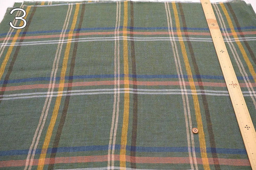 Linen Yarn-Dyed Line Fabric - Check - nomura tailor