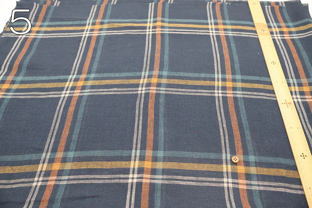 Linen Yarn-Dyed Line Fabric - Check - nomura tailor