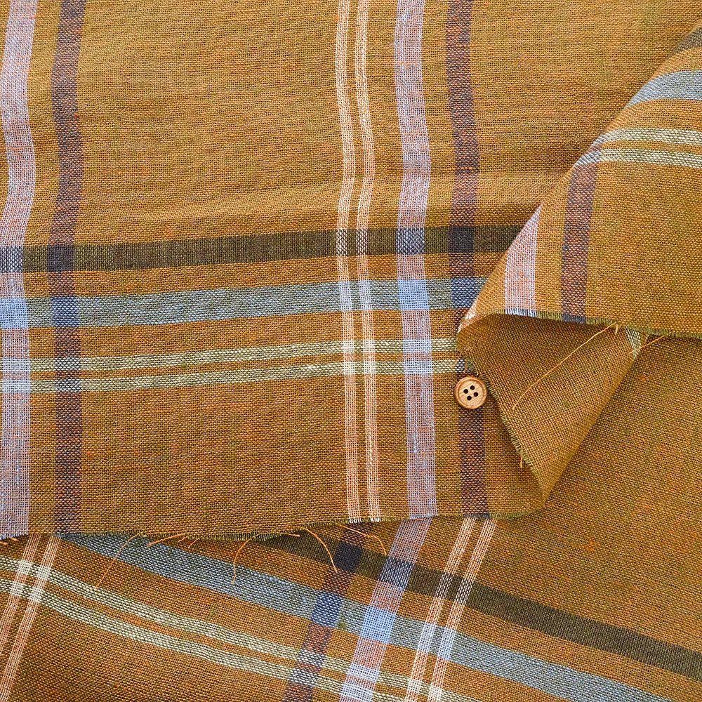 Linen Yarn-Dyed Line Fabric - Check - nomura tailor