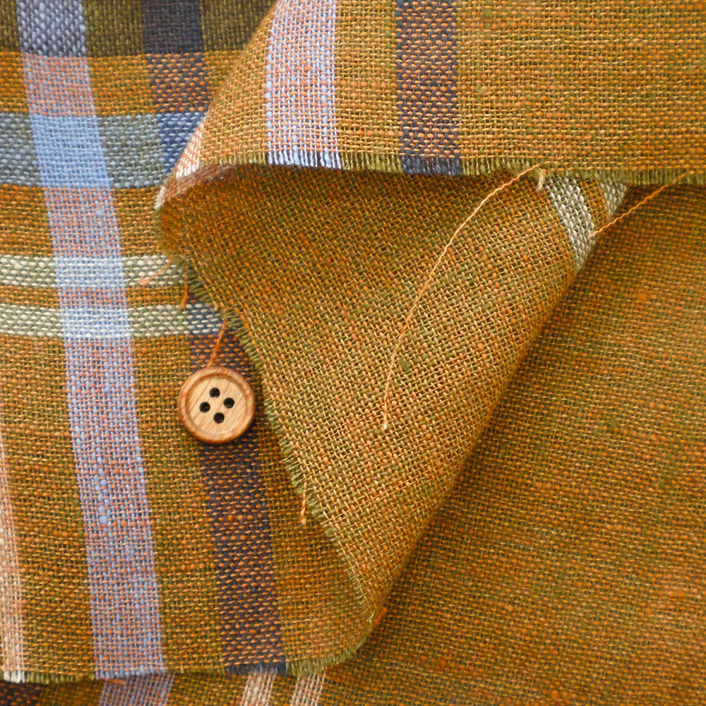 Linen Yarn-Dyed Line Fabric - Check - nomura tailor