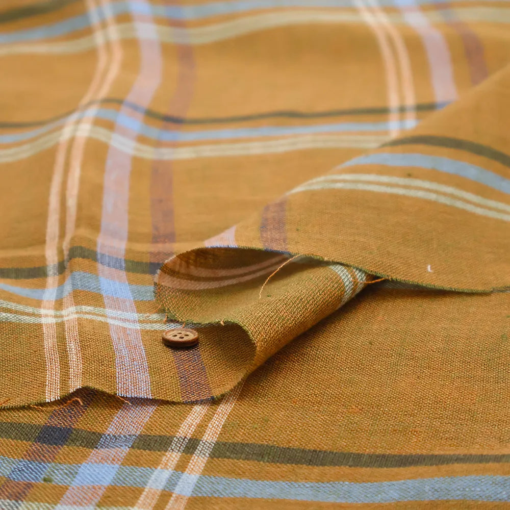 Linen Yarn-Dyed Line Fabric - Check - nomura tailor