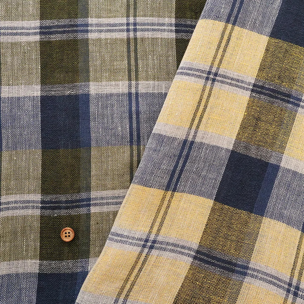 Linen Yarn-Dyed Line Fabric - Madras Check - nomura tailor