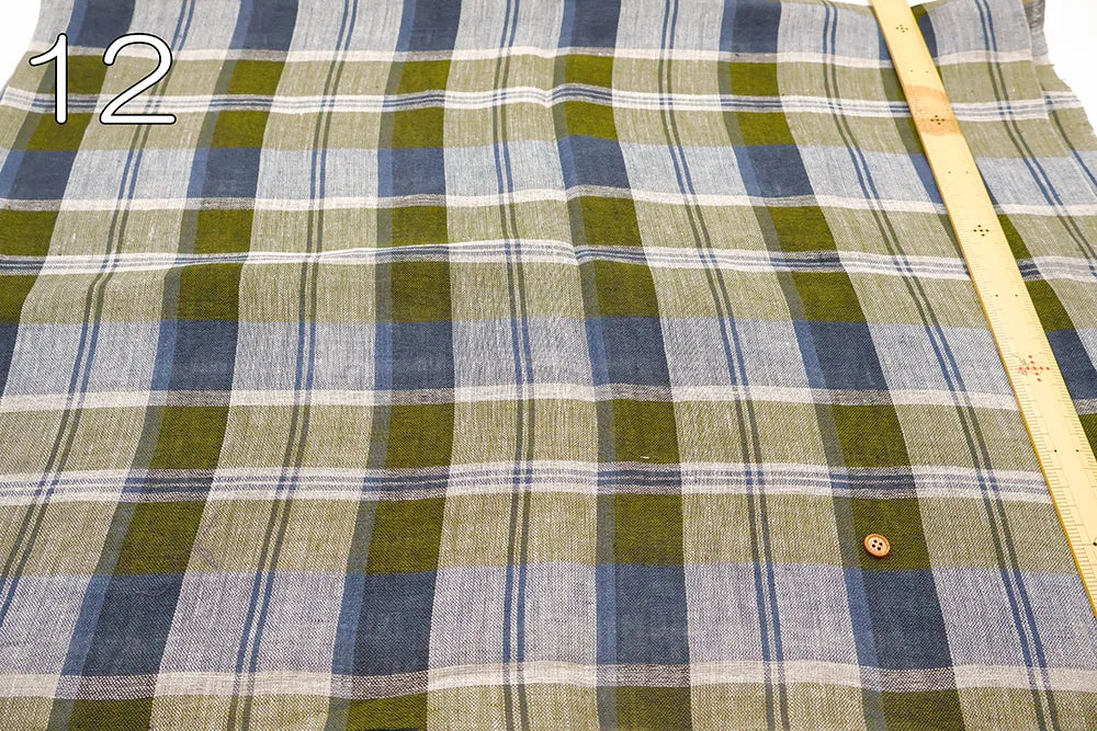Linen Yarn-Dyed Line Fabric - Madras Check - nomura tailor