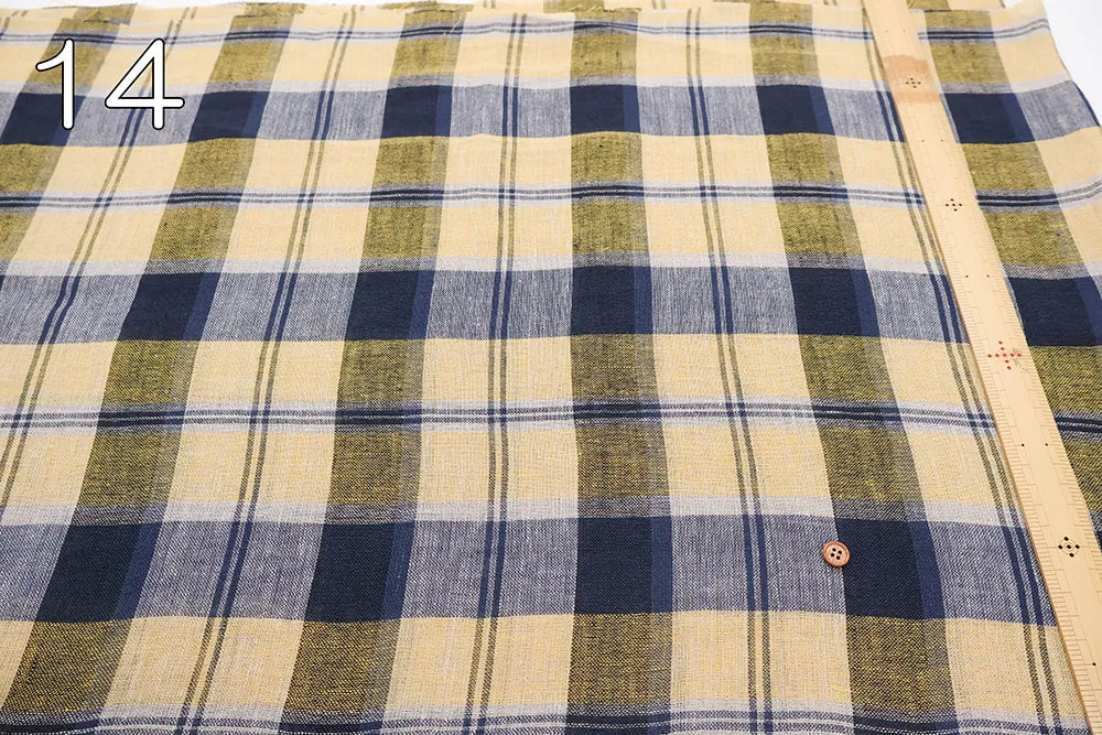 Linen Yarn-Dyed Line Fabric - Madras Check - nomura tailor