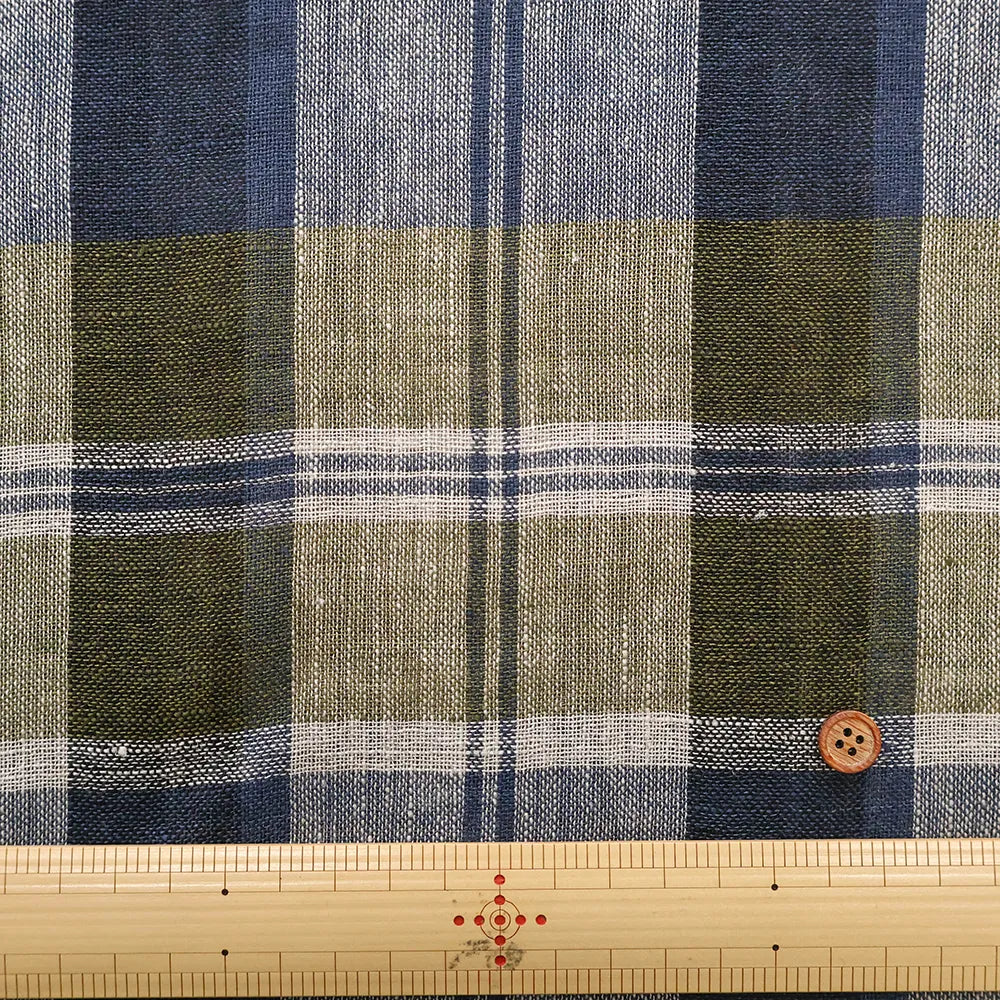 Linen Yarn-Dyed Line Fabric - Madras Check - nomura tailor