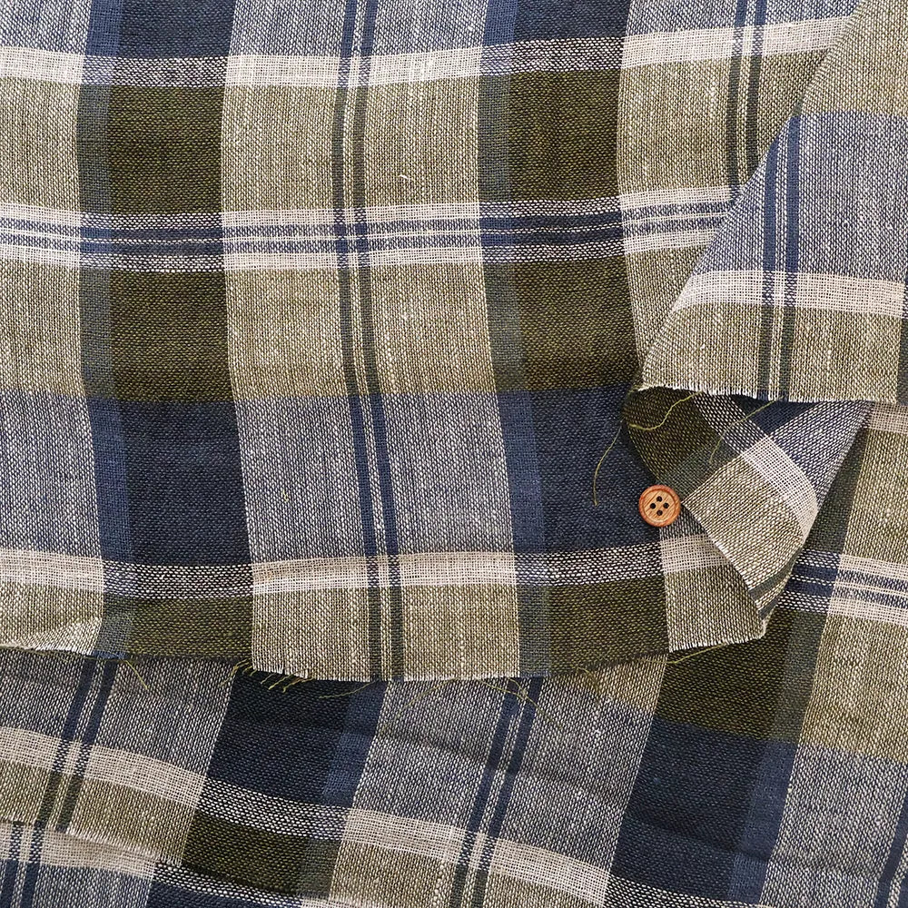 Linen Yarn-Dyed Line Fabric - Madras Check - nomura tailor