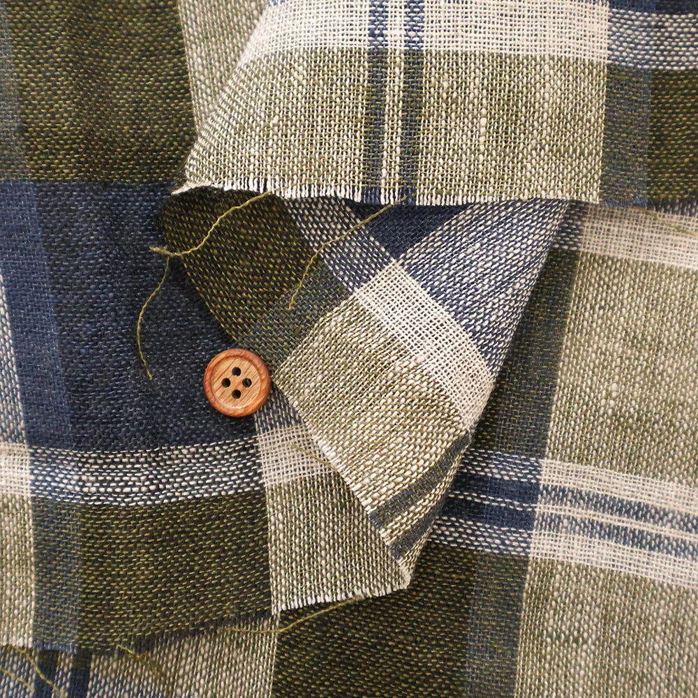 Linen Yarn-Dyed Line Fabric - Madras Check - nomura tailor