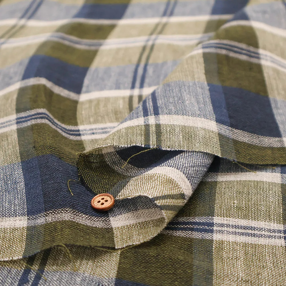 Linen Yarn-Dyed Line Fabric - Madras Check - nomura tailor