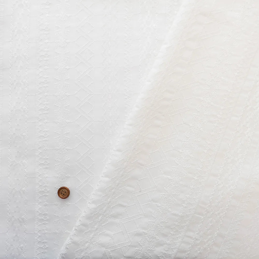 Cotton 60 Lawn Over Lace Fabric - Stripe - nomura tailor