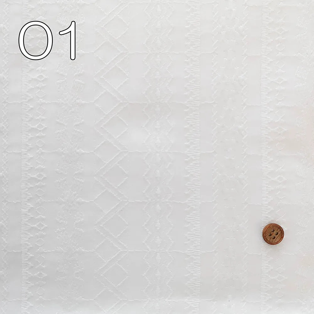 Cotton 60 Lawn Over Lace Fabric - Stripe - nomura tailor