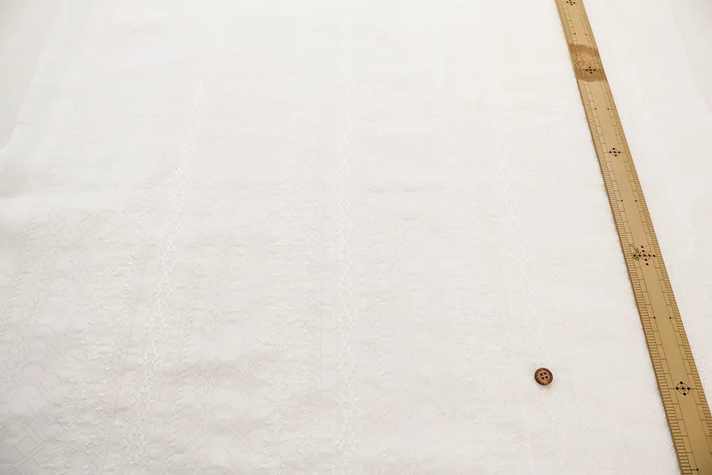 Cotton 60 Lawn Over Lace Fabric - Stripe - nomura tailor
