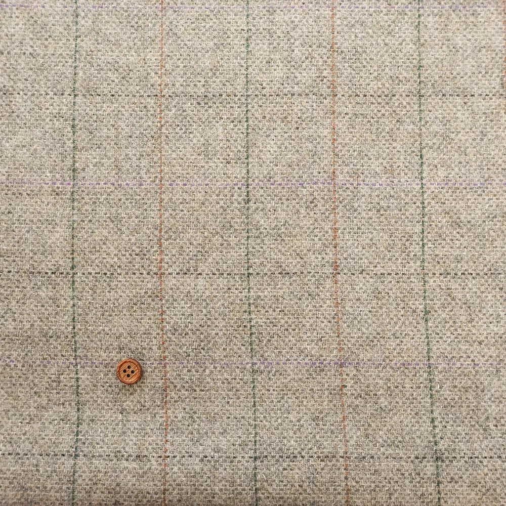 Wool Windowpane Tweed Fabric - nomura tailor