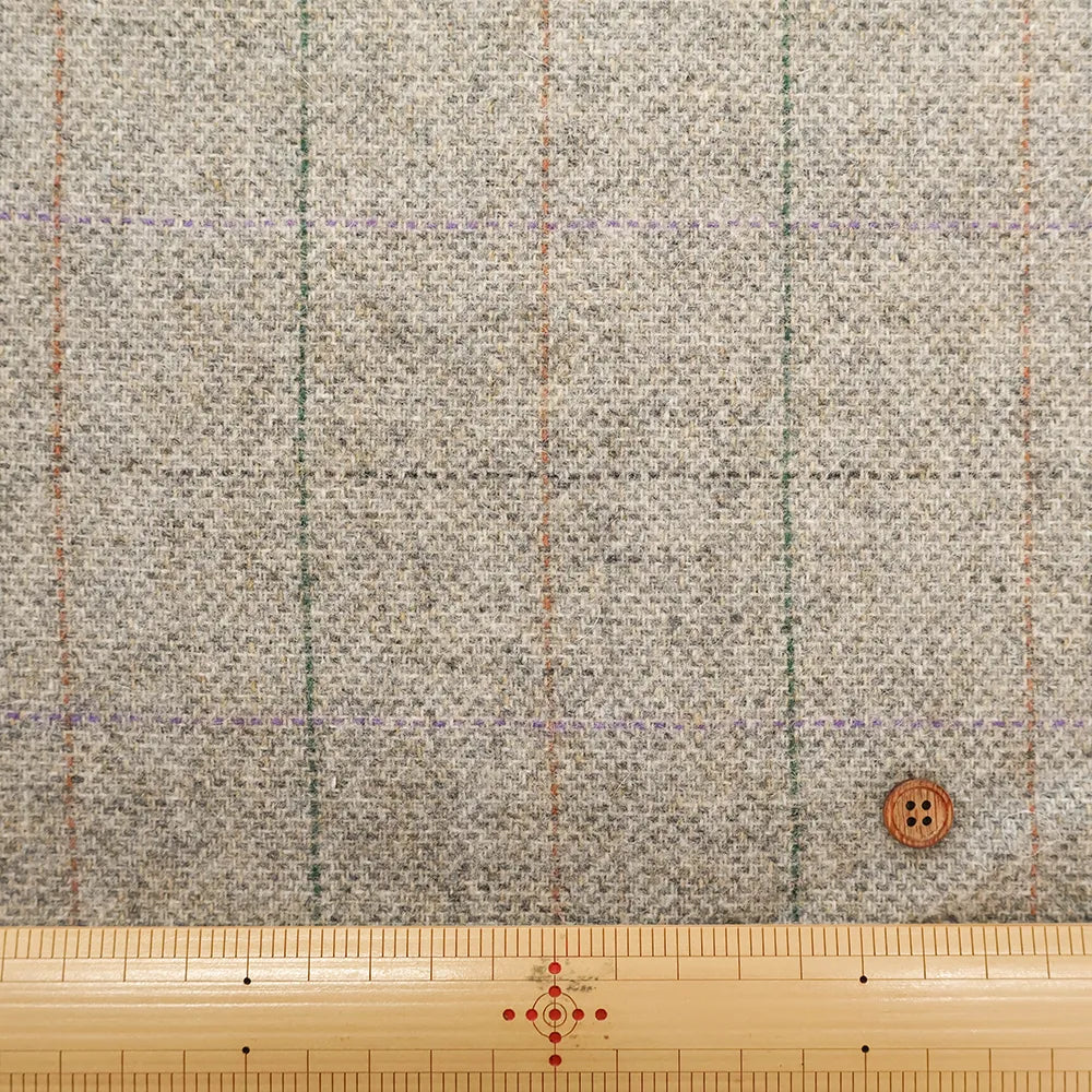 Wool Windowpane Tweed Fabric - nomura tailor