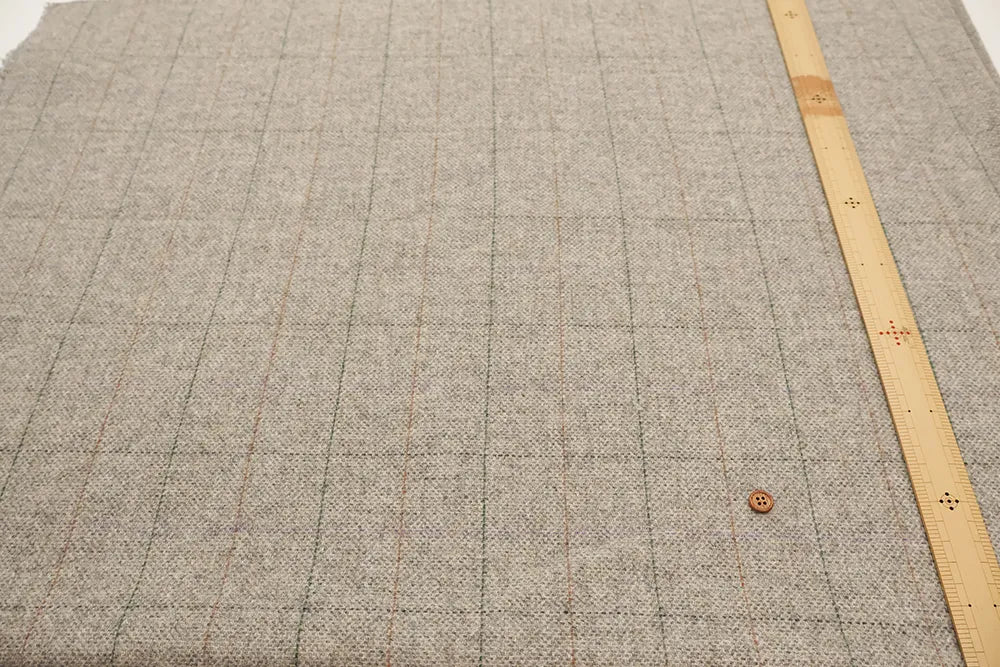Wool Windowpane Tweed Fabric - nomura tailor