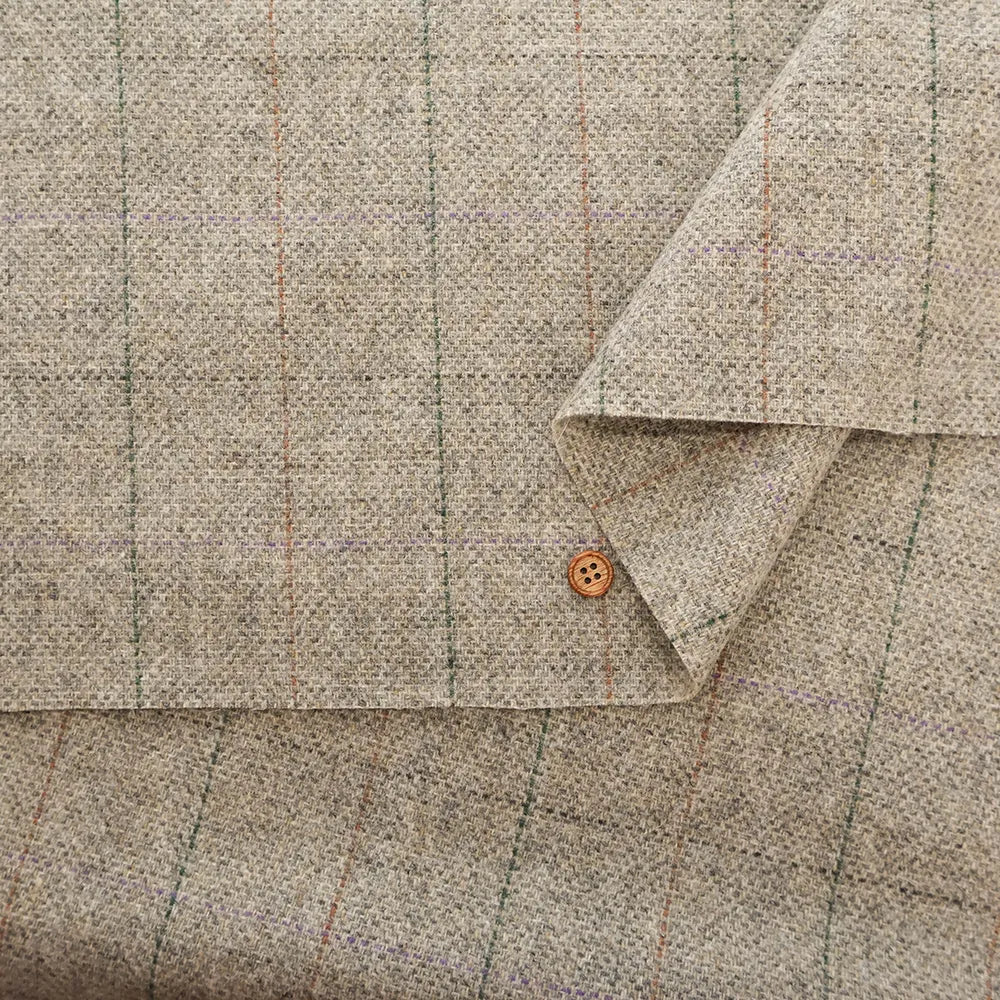 Wool Windowpane Tweed Fabric - nomura tailor