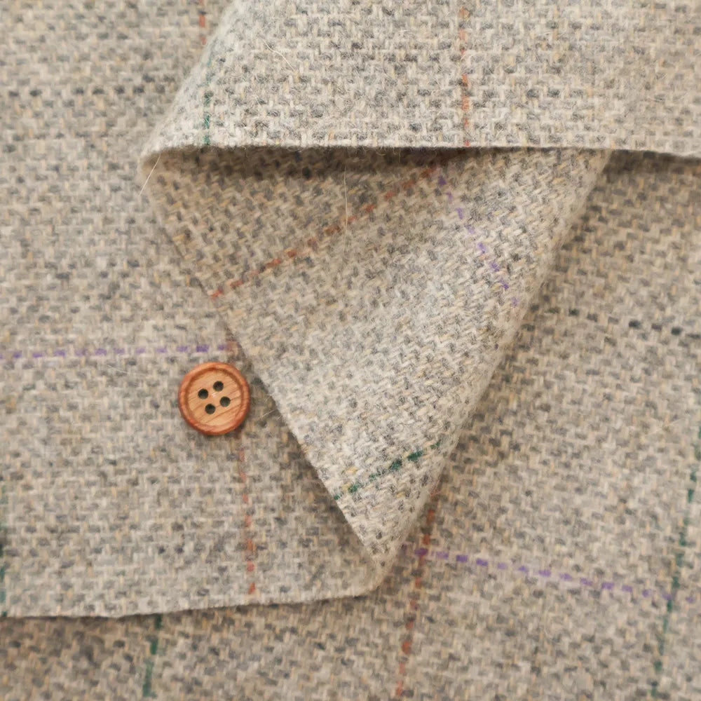 Wool Windowpane Tweed Fabric - nomura tailor