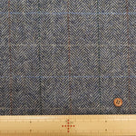 Wool Windowpane Tweed Fabric - Herringbone - nomura tailor