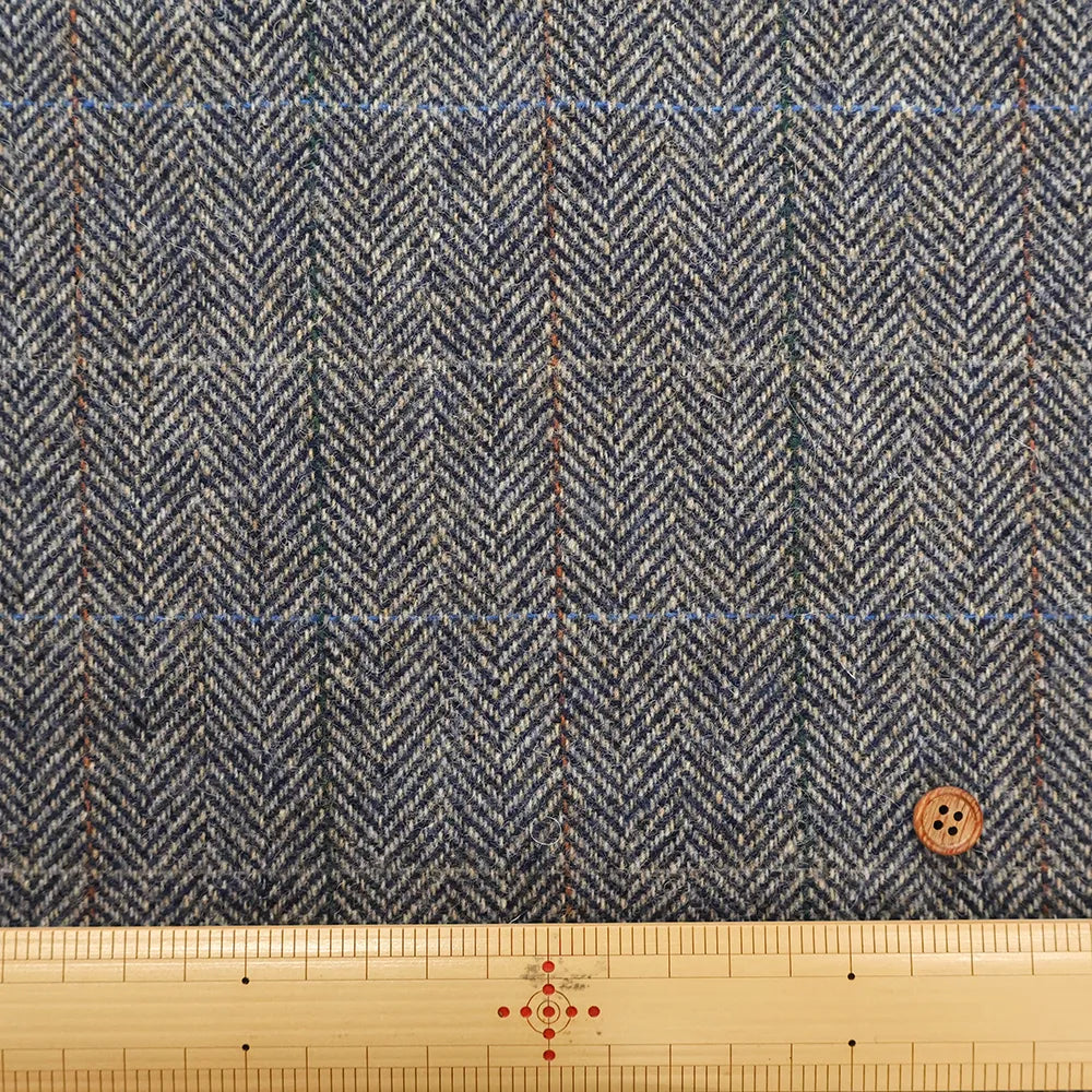 Wool Windowpane Tweed Fabric - Herringbone - nomura tailor