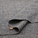 Wool Windowpane Tweed Fabric - Herringbone - nomura tailor