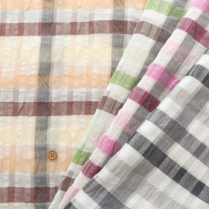 Cotton Silk Printed Fabric - Check - nomura tailor