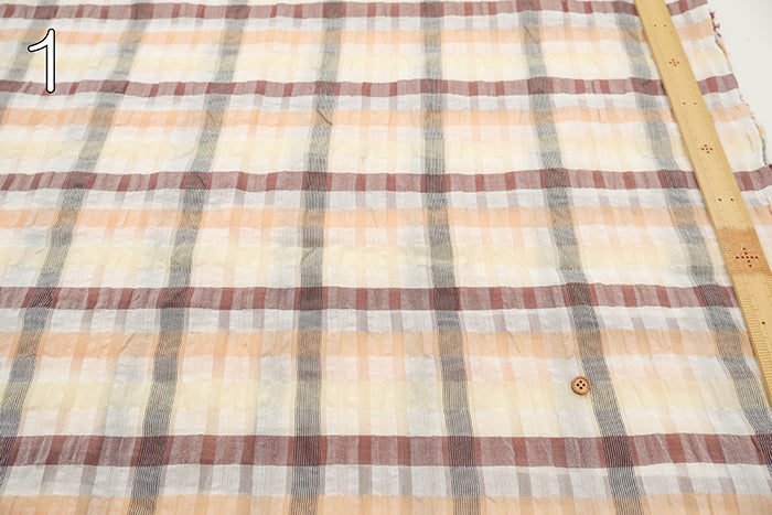 Cotton Silk Printed Fabric - Check - nomura tailor