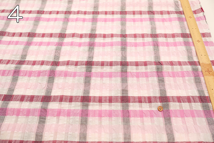 Cotton Silk Printed Fabric - Check - nomura tailor
