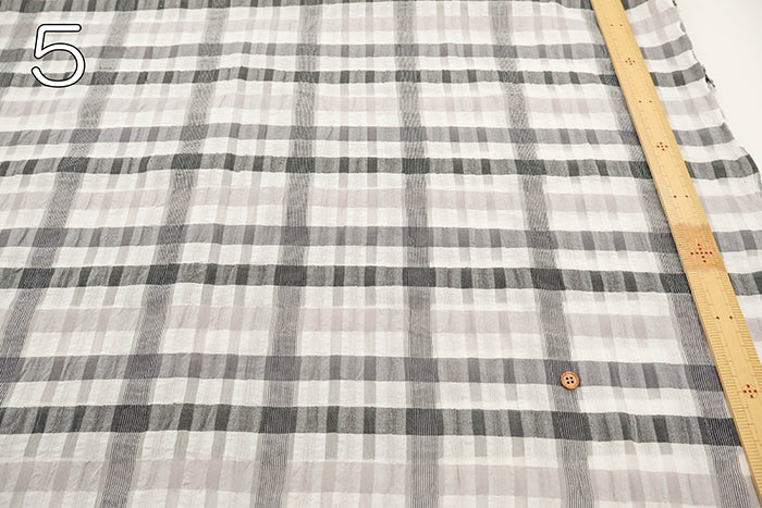 Cotton Silk Printed Fabric - Check - nomura tailor