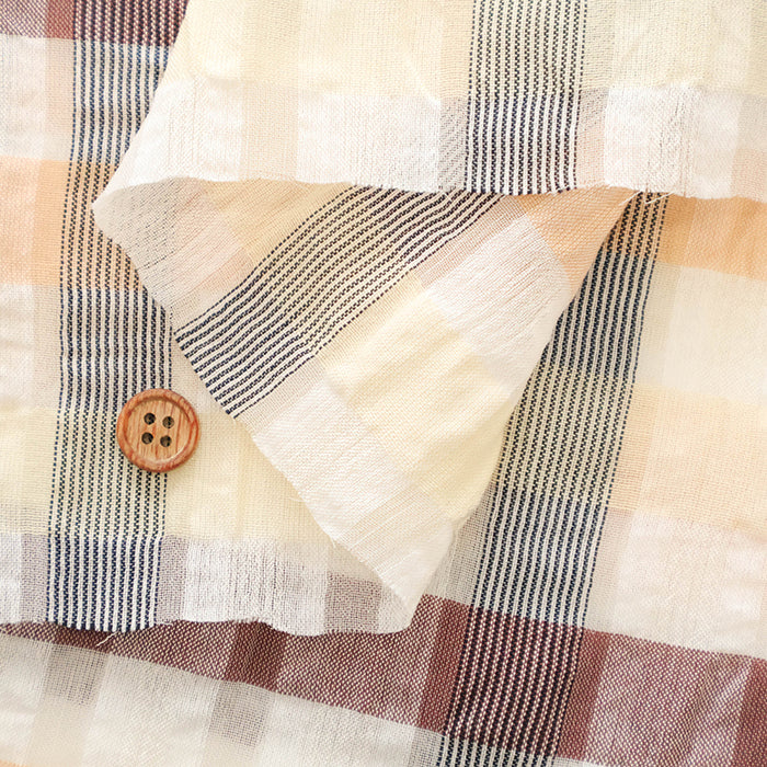 Cotton Silk Printed Fabric - Check - nomura tailor