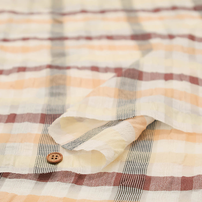 Cotton Silk Printed Fabric - Check - nomura tailor