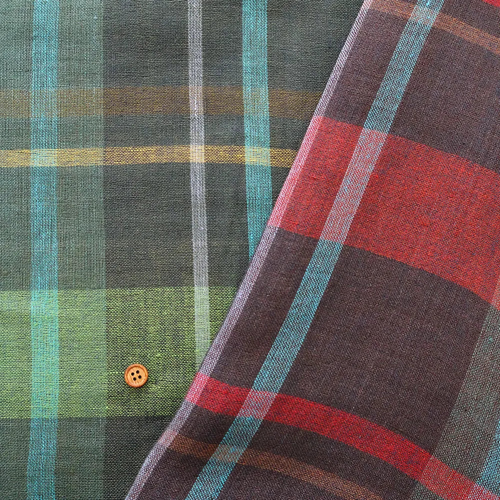 Yarn-dyed Linen Check Fabric - nomura tailor