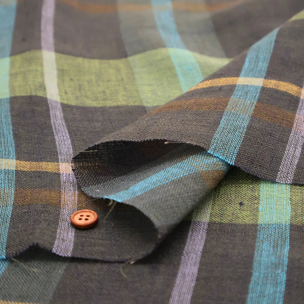 Yarn-dyed Linen Check Fabric - nomura tailor