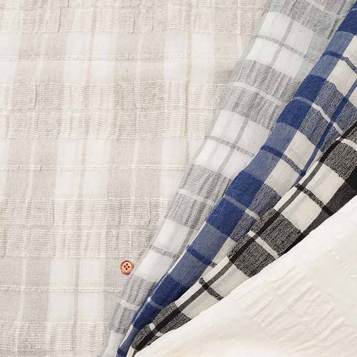 Linen silk gauze fabric Check - nomura tailor