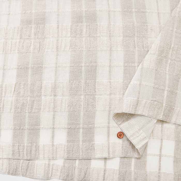 Linen silk gauze fabric Check - nomura tailor