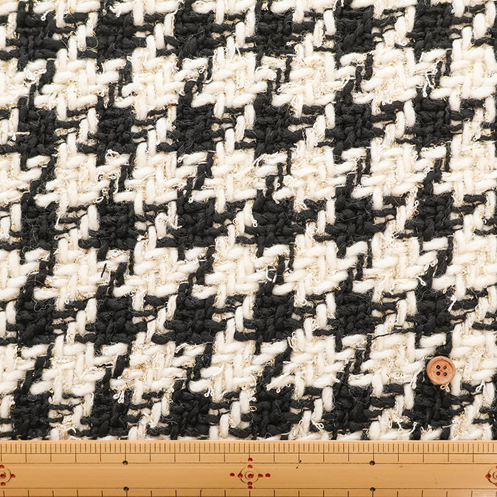 Made in Italy Lame (Glitter) Tweed Fabric - Houndstooth Pattern - nomura tailor
