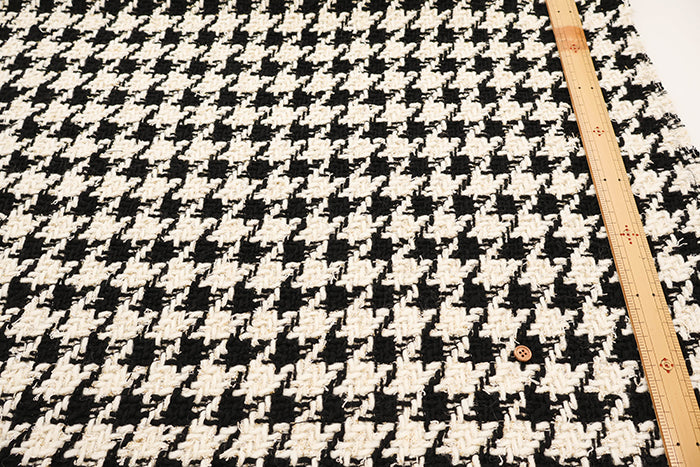 Made in Italy Lame (Glitter) Tweed Fabric - Houndstooth Pattern - nomura tailor