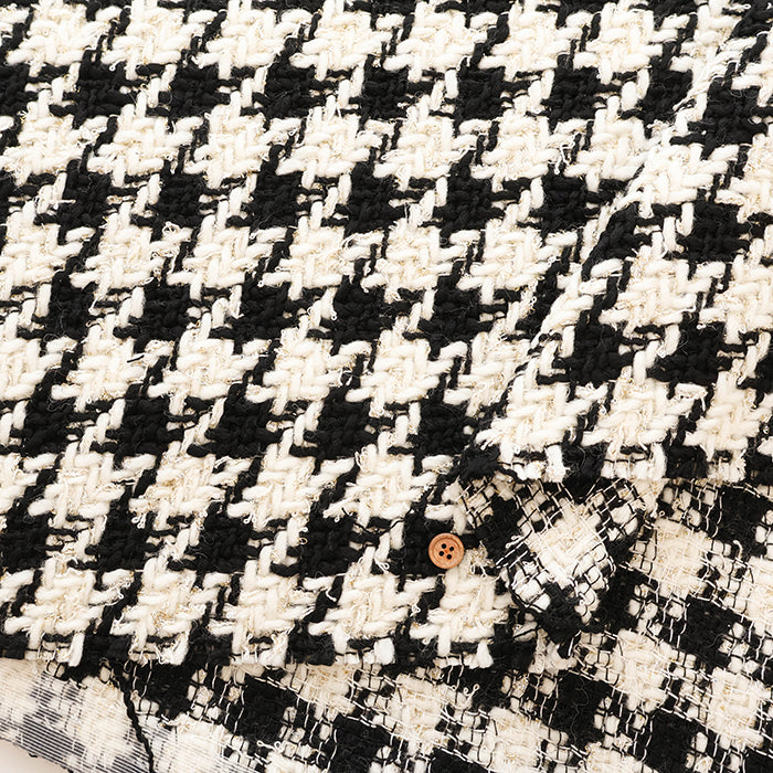Made in Italy Lame (Glitter) Tweed Fabric - Houndstooth Pattern - nomura tailor
