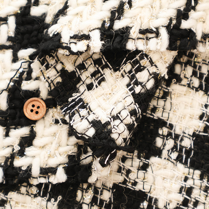 Made in Italy Lame (Glitter) Tweed Fabric - Houndstooth Pattern - nomura tailor