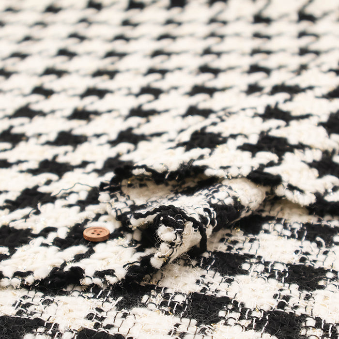 Made in Italy Lame (Glitter) Tweed Fabric - Houndstooth Pattern - nomura tailor