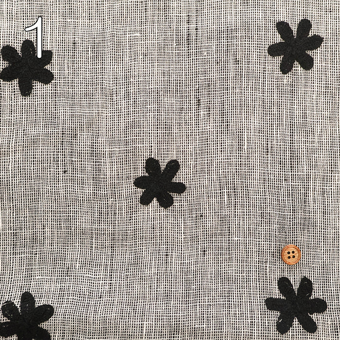 Made in India Linen Fabric - Flowers Motif - nomura tailor