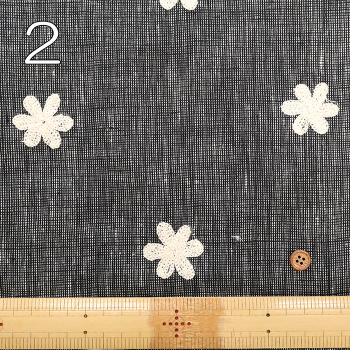 Made in India Linen Fabric - Flowers Motif - nomura tailor