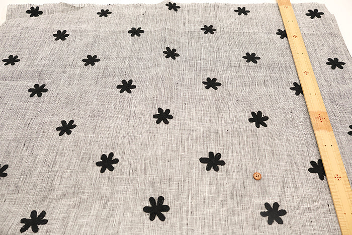 Made in India Linen Fabric - Flowers Motif - nomura tailor
