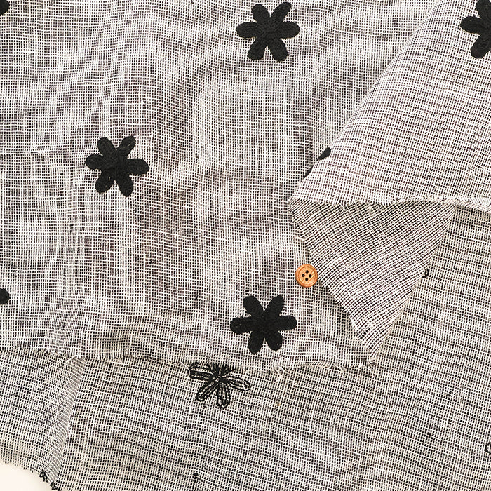 Made in India Linen Fabric - Flowers Motif - nomura tailor