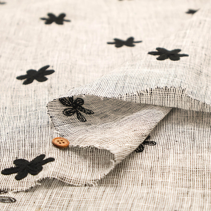 Made in India Linen Fabric - Flowers Motif - nomura tailor