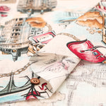 Made in Italy QUORUM Linen Printed Fabric  - Cityscape - nomura tailor