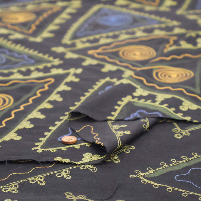 Made in India Cotton MANGLAM Embroidered Fabric - Triangle - nomura tailor