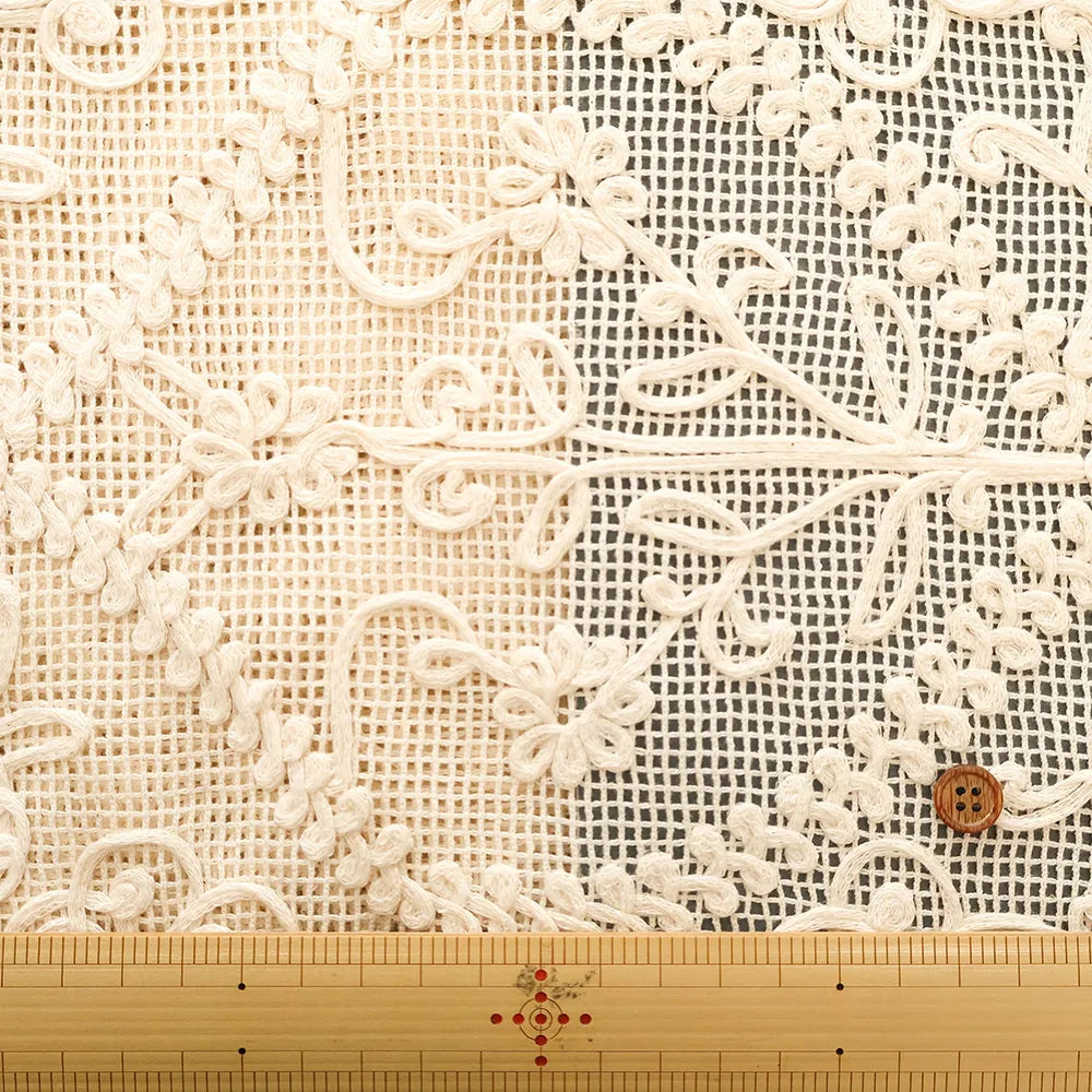 Made in Italy Cotton Lace Fabric - Flower Motif - nomura tailor