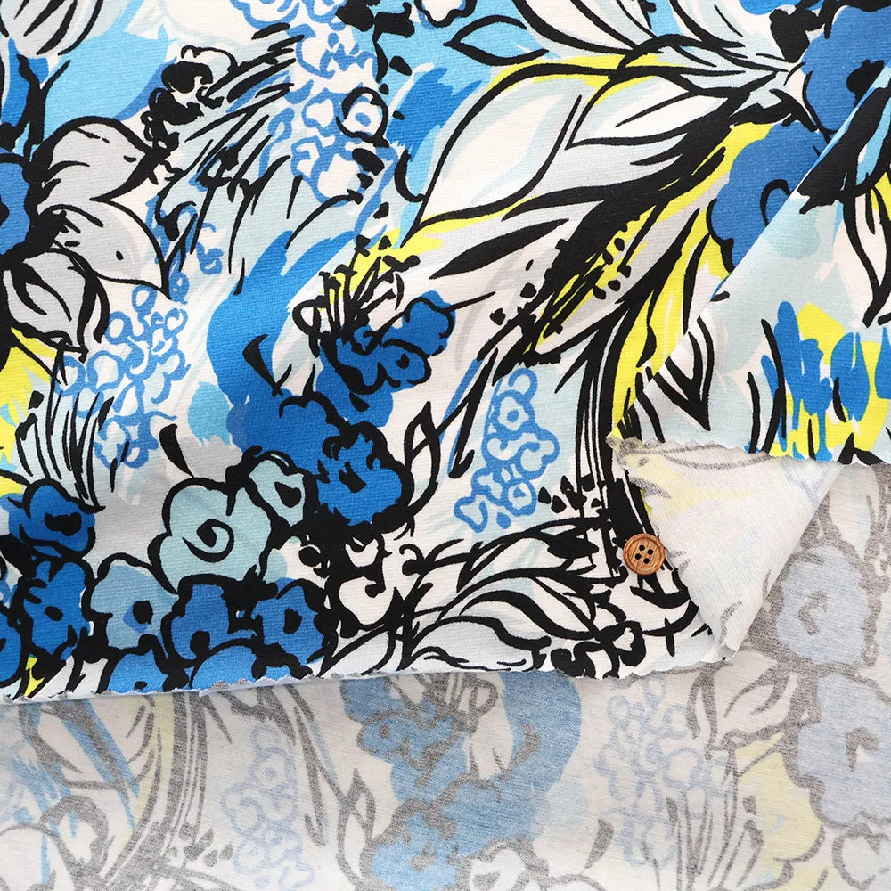 Made in Italy コットンインポートニットプリント生地 - Painted Flowers - nomura tailor